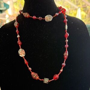Elegant Red Beaded Necklace